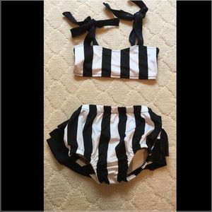 Black and White Stripe Baby-kini by Ruby Blue.