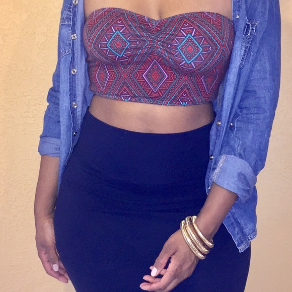 NWT Pacsun Diamond Print Bandeau Top. - Picture 1 of 4