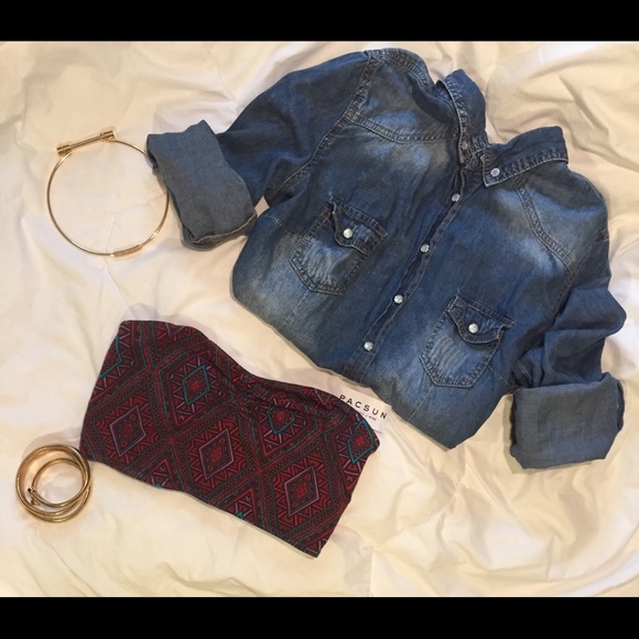 NWT Pacsun Diamond Print Bandeau Top. - Picture 3 of 4