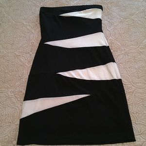 Black and White Strapless Dress