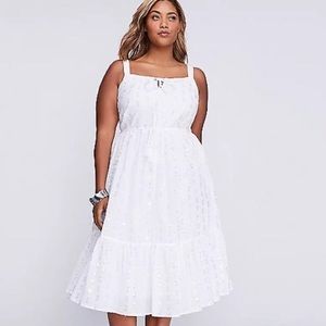 Lane Bryant White Sundress with Silver Dot Detail