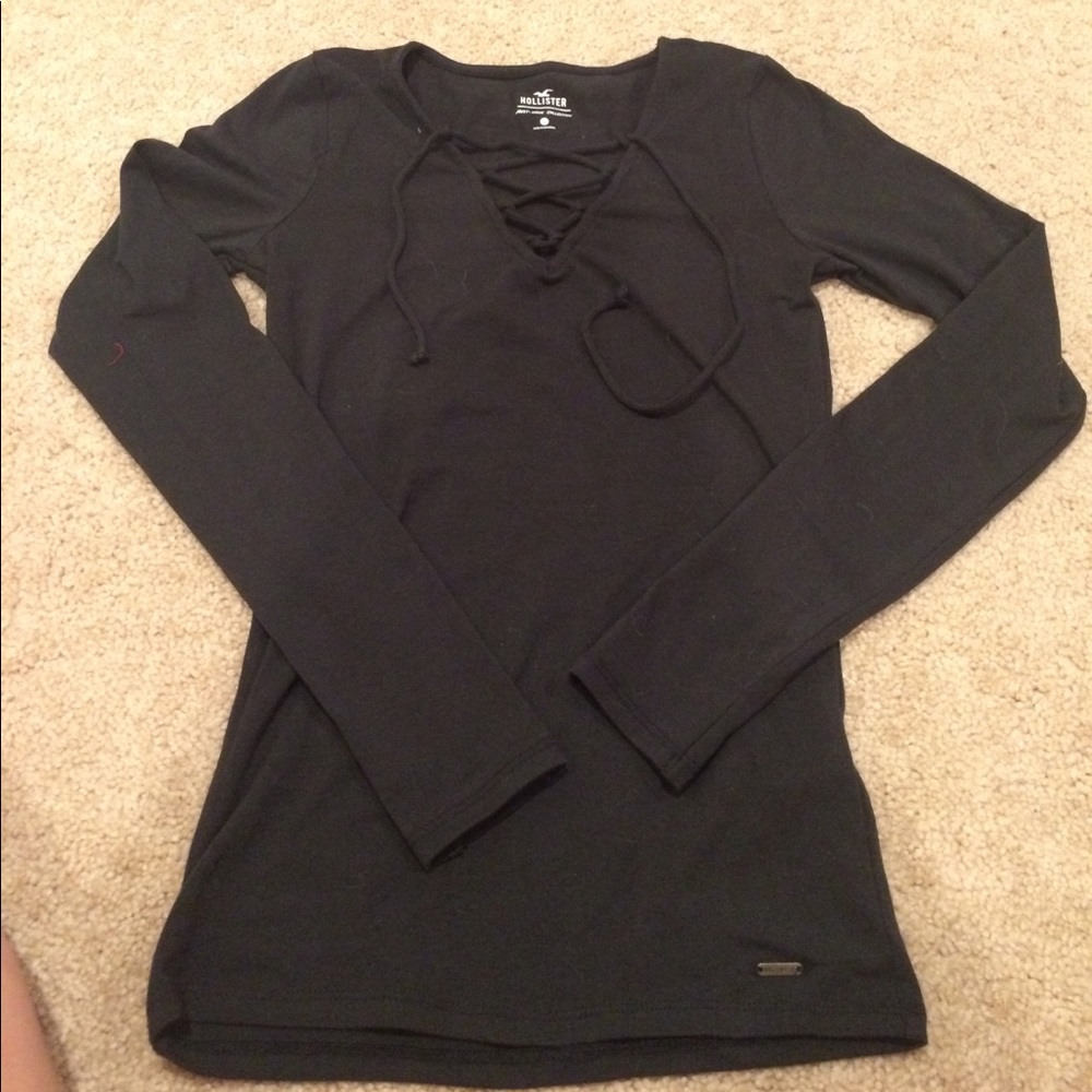 Cross front black long sleeve