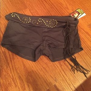 NWT NORDSTROM BROWN&GOLD BOY SHORT BIKINI BOTTOM