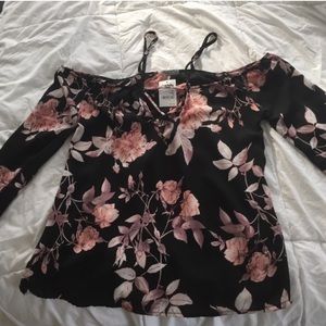 Floral off the shoulder cross cross top