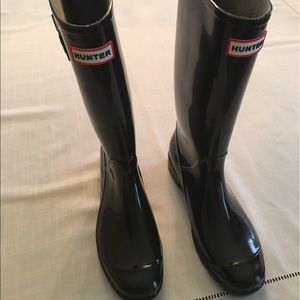 Shiny Black Hunter Rain Boots