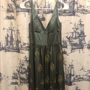 Olive green and gold dress