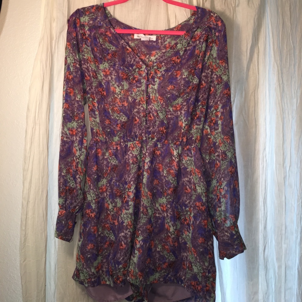 BCBG Long Sleeved Floral Romper