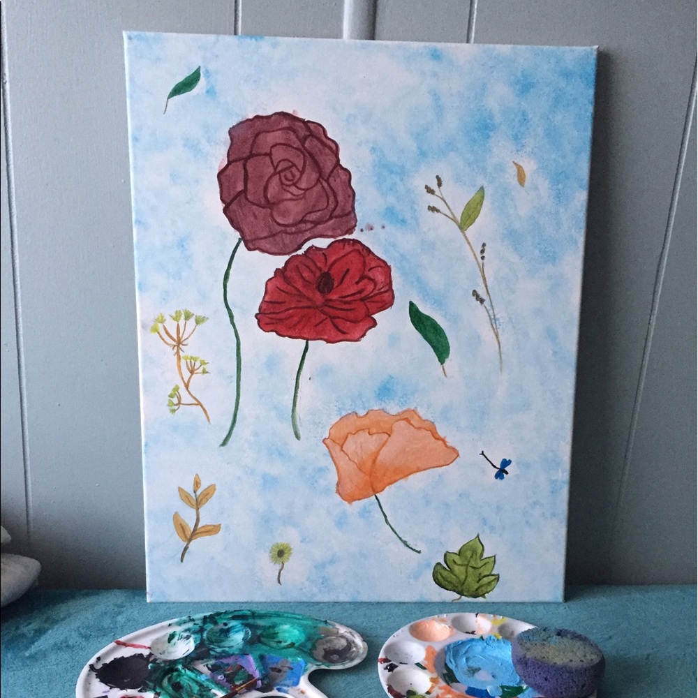 Floral painting in acrylic