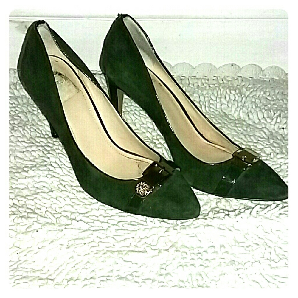 Hunter Green Pumps with Gold Buckle