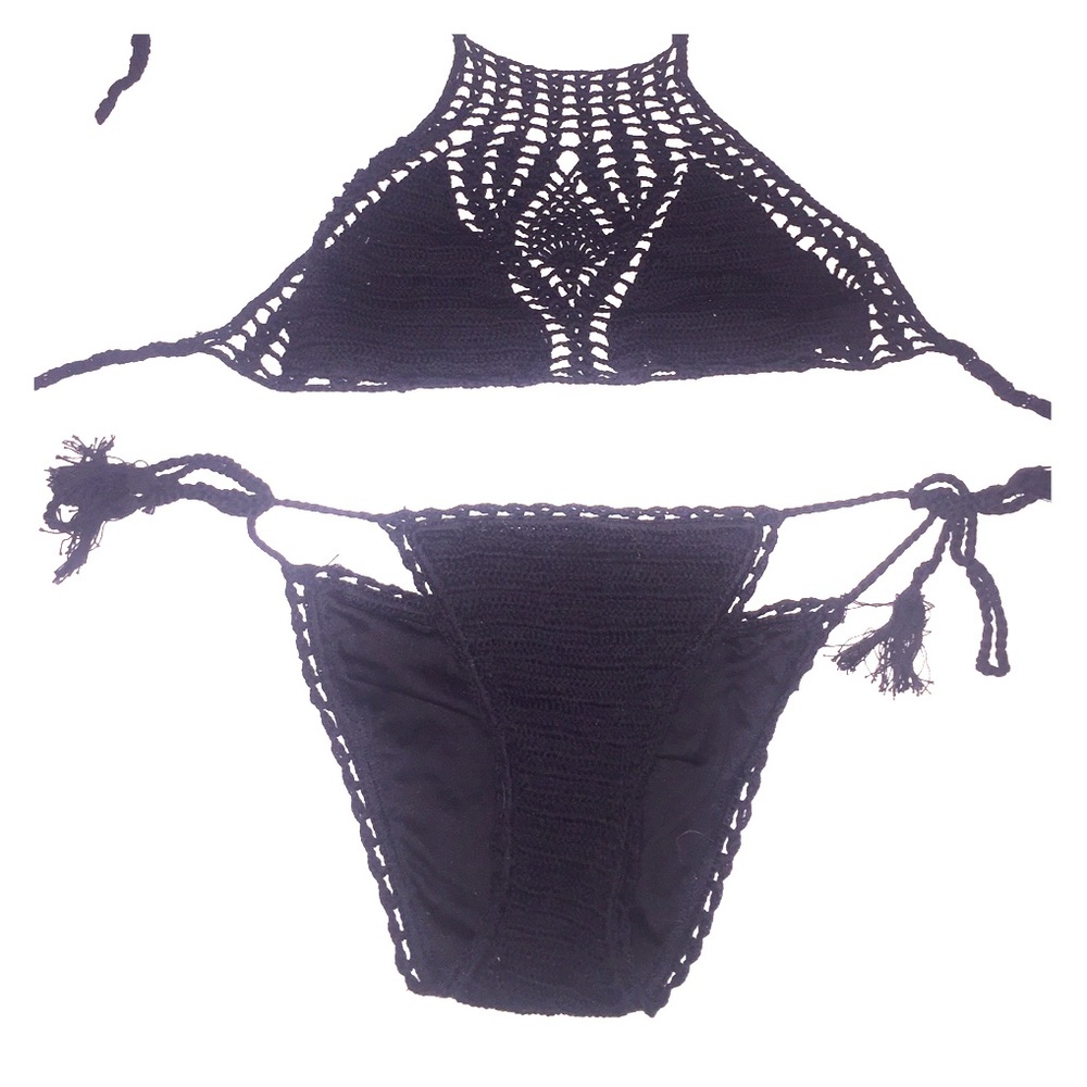 Black crochet bikini