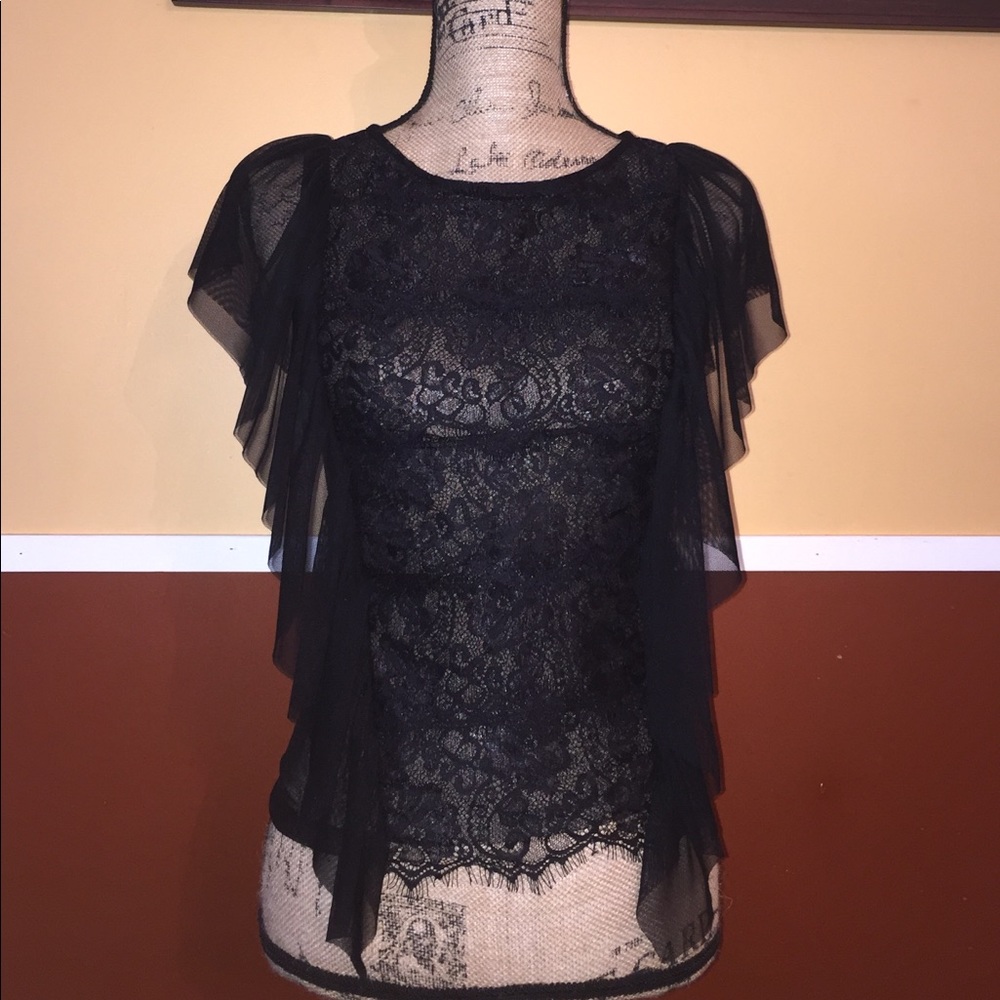 bebe Lace Floral Tiered Top