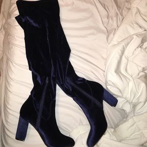 Royal blue over the knee boots