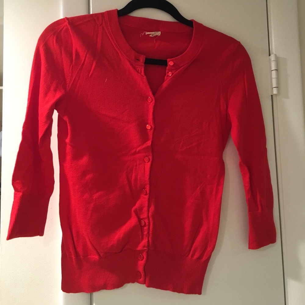 J. Crew Red Cotton Cardigan