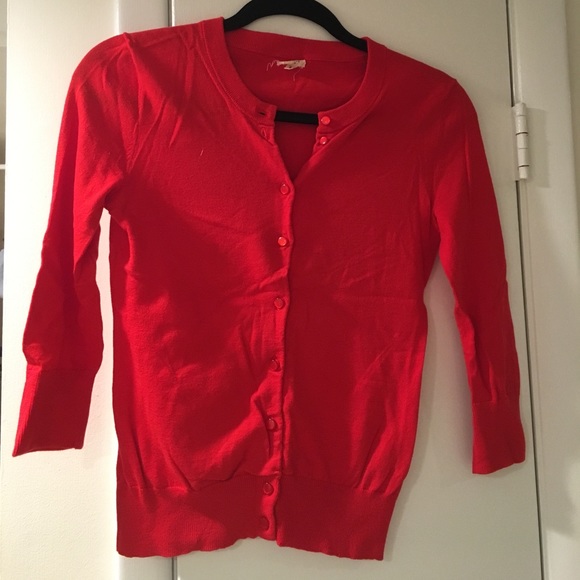 J. Crew Red Cotton Cardigan - Picture 1 of 1
