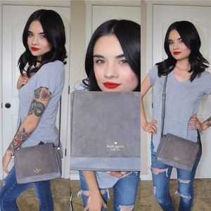 Kate Spade Grey Suede Crossbody Bag