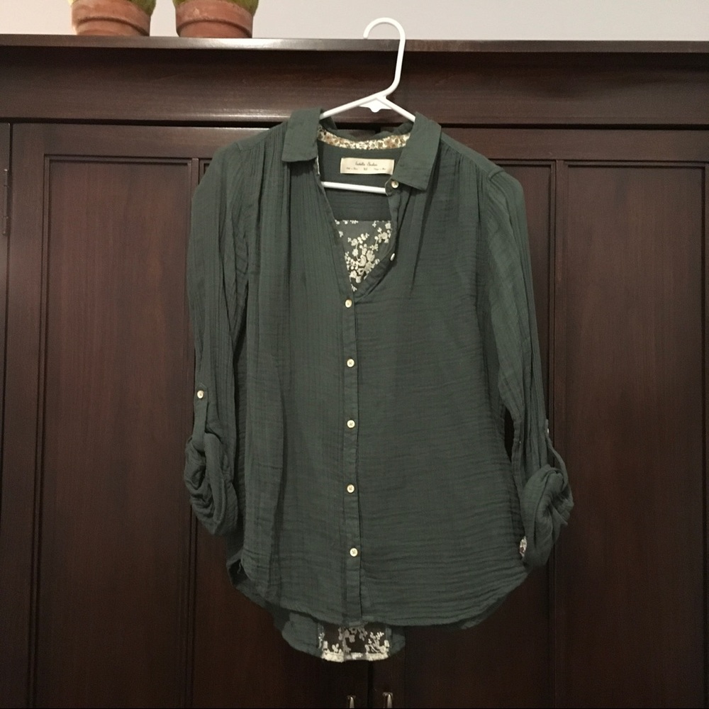 Isabella Sinclair lacy paneled button-up