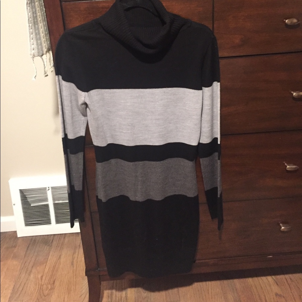 Black and grey bodycon sweater dress