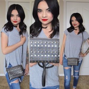 Studded Grey Crossbody with Cardholder