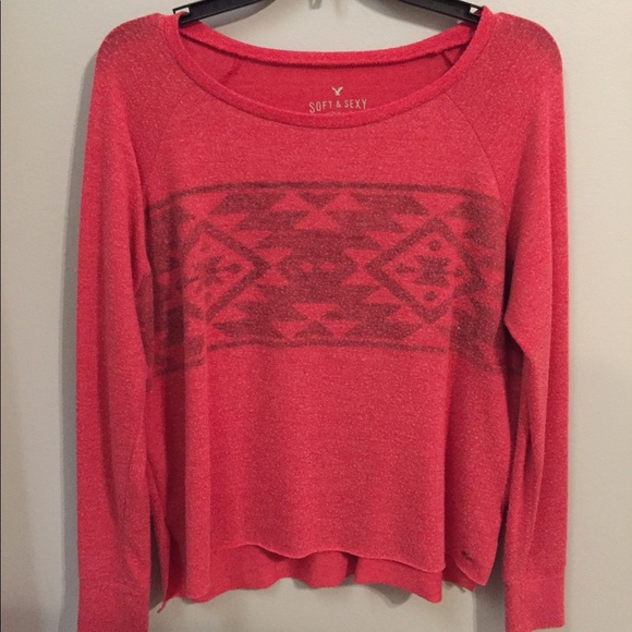Long sleeve poly-blend, coral/pink shirt. - Picture 2 of 3