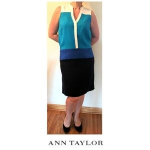 NEW Ann Taylor Blue White Black Summer Dress