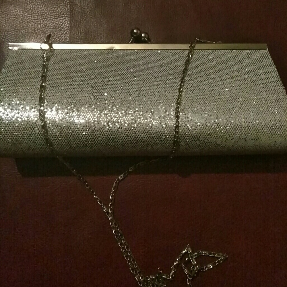 Silver clutch bag