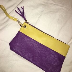 Purple and yellow purse/wristlet
