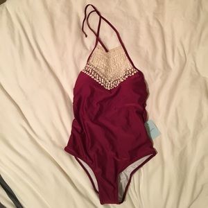 Cupshe burgundy one-piece bathing suit