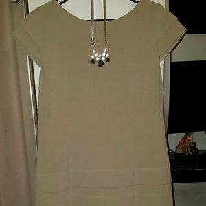 Tahari Tan pleated dress