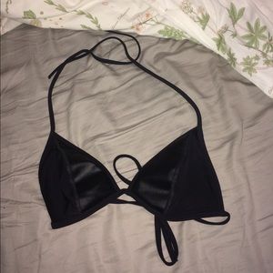 PINK black pleather bikini top