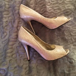 Gold sparkly heels