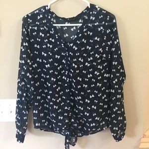 Closet clean out! The Limited navy bow blouse
