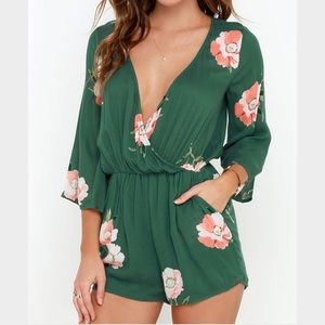 O'Neill Indica Green Floral Print Romper