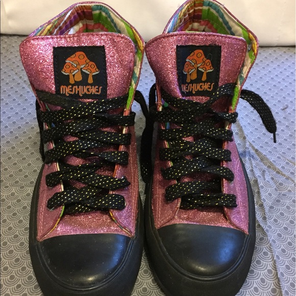 Meshugies Shoes - Meshugies fuchsia glitter platform high tops