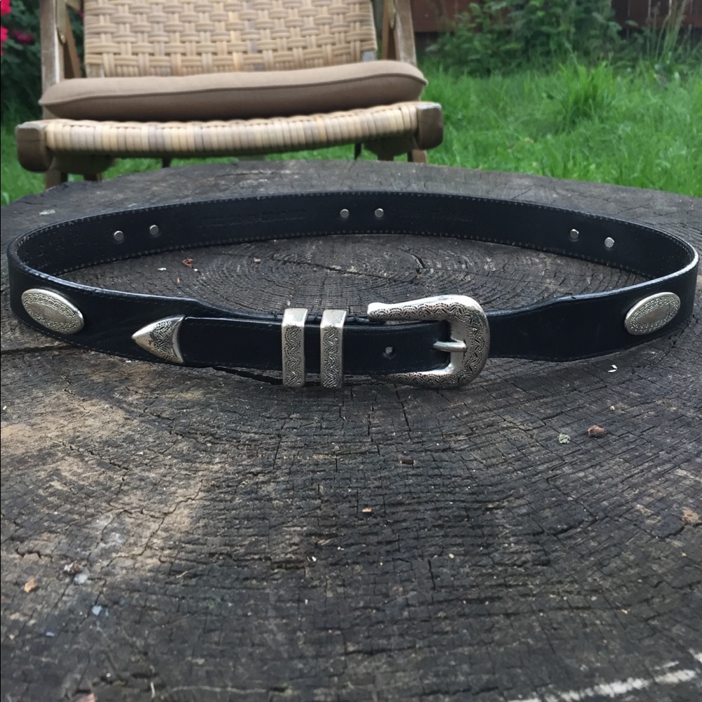 Vintage Western Black Leather Belt