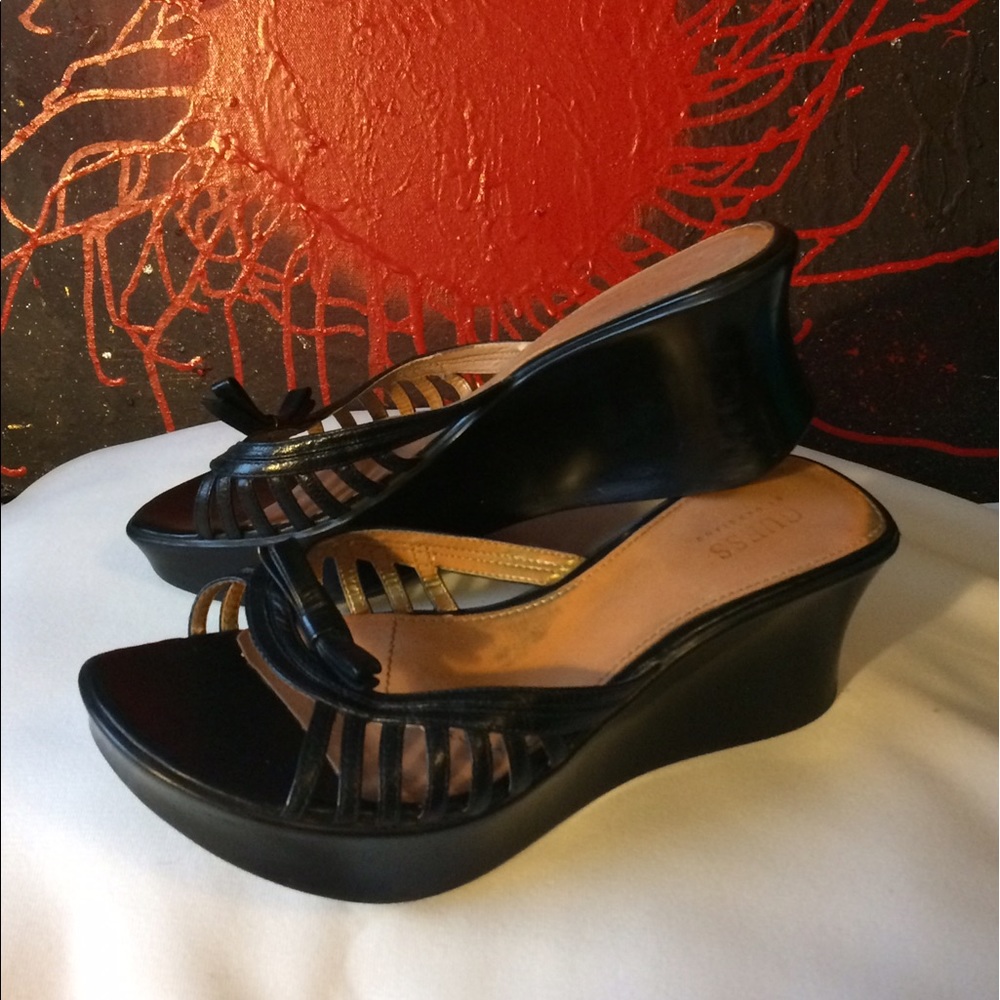 Black Guess Wedge Sandals