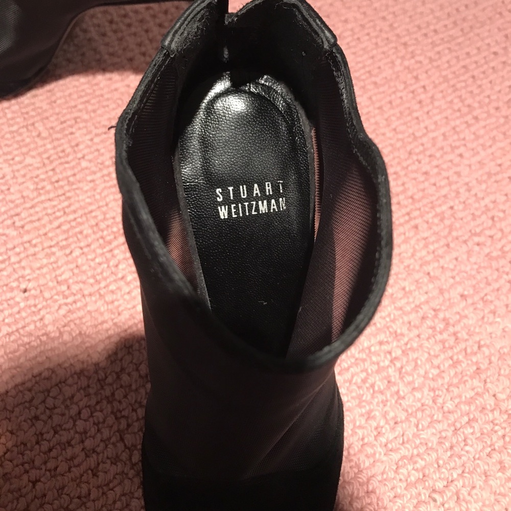 Stuart Weitzman Black Suede And Mesh Heels - image 3