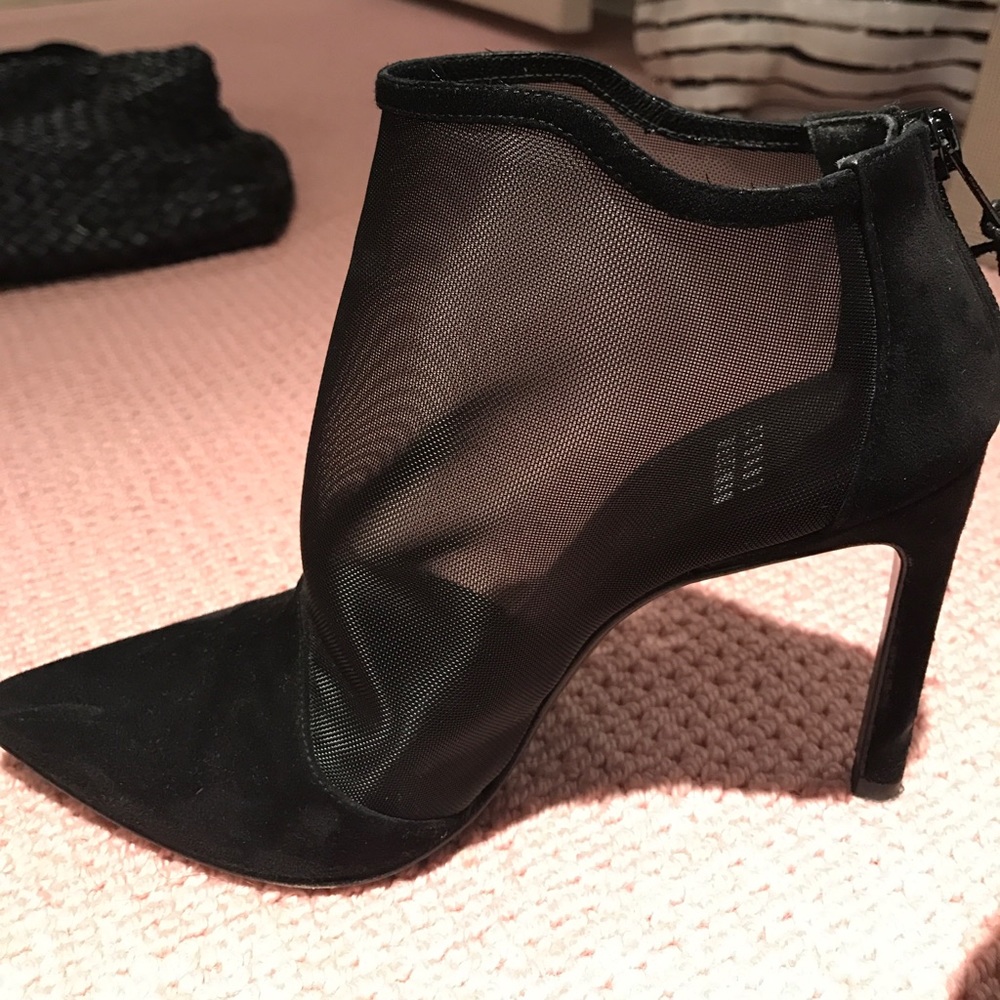 Stuart Weitzman Black Suede And Mesh Heels - image 4