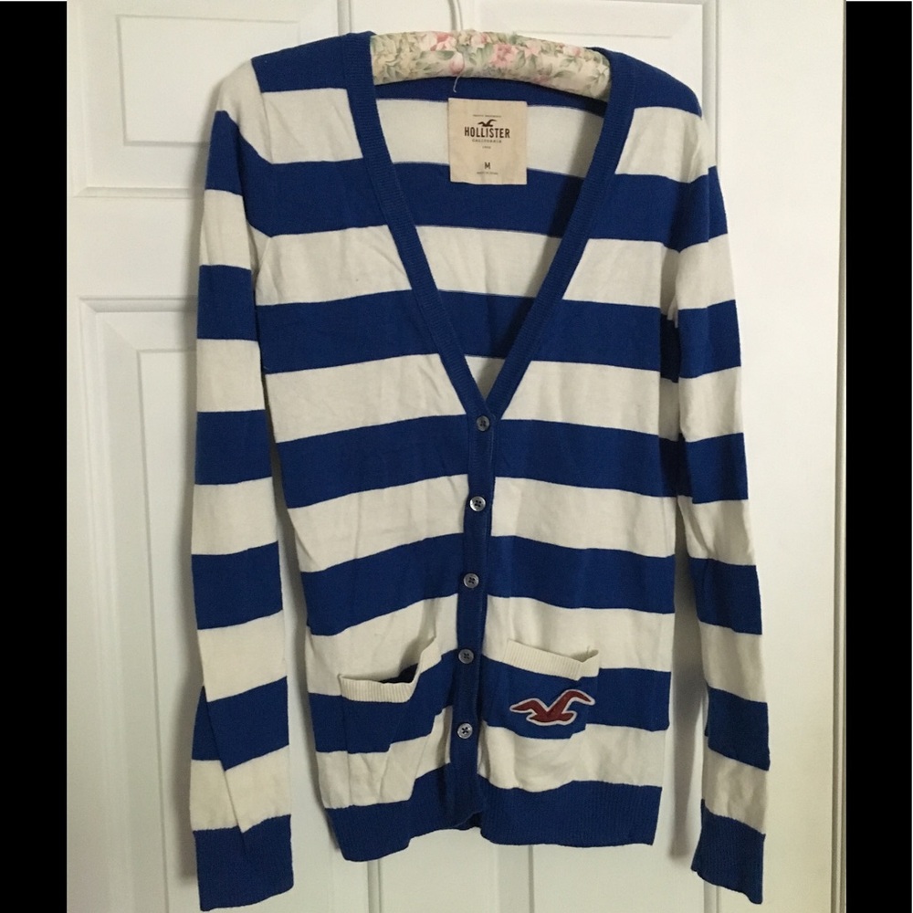 Blue & White Striped Cardigan