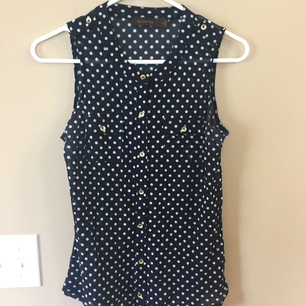 Closet clean out! The Limited navy polka dot tank
