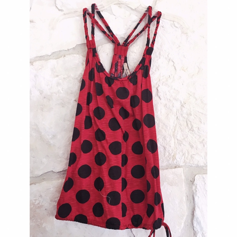 Ladybug Polkadot Red and Navy Tank