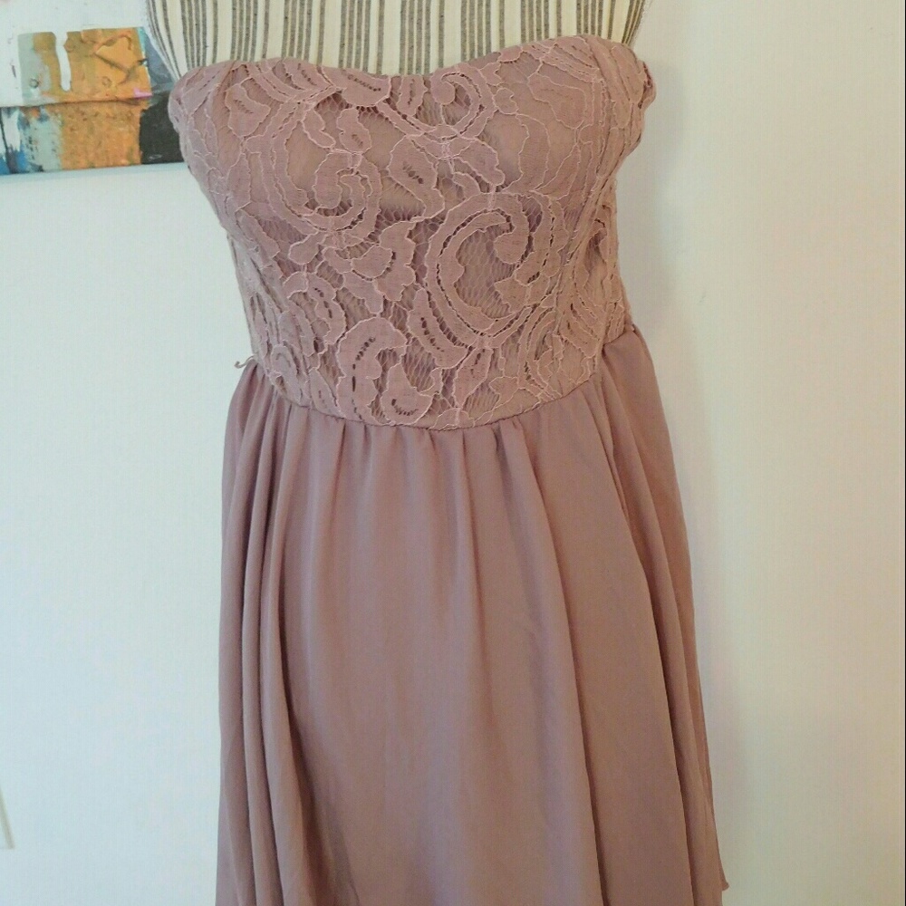 High low strapless flowy dress