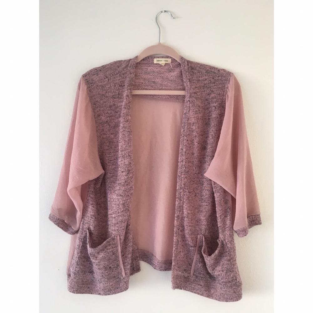 Rose pink silence + noise sheer cardigan