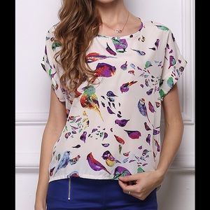 ✨✨✨Host Pick!! Bird Print Chiffon Loose Blouse