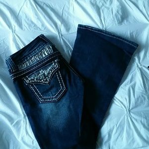 Miss Me sequin pocket flare jeans sz 26, 31" long