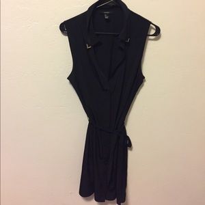 Black tie at waist dress