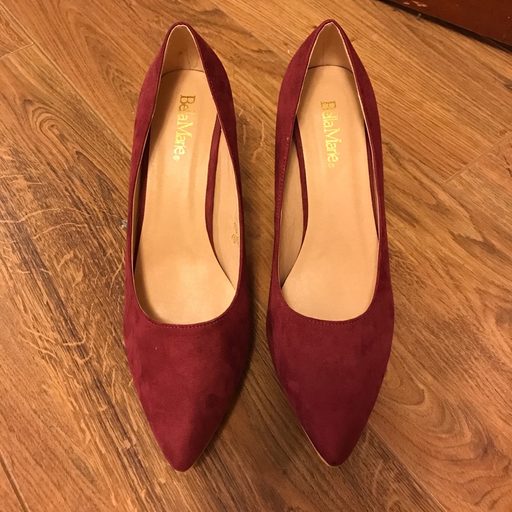 Bella Marie Wine suede heels