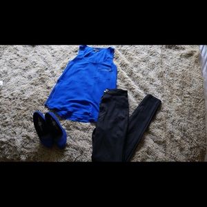 Royal Blue blouse with zipper detail