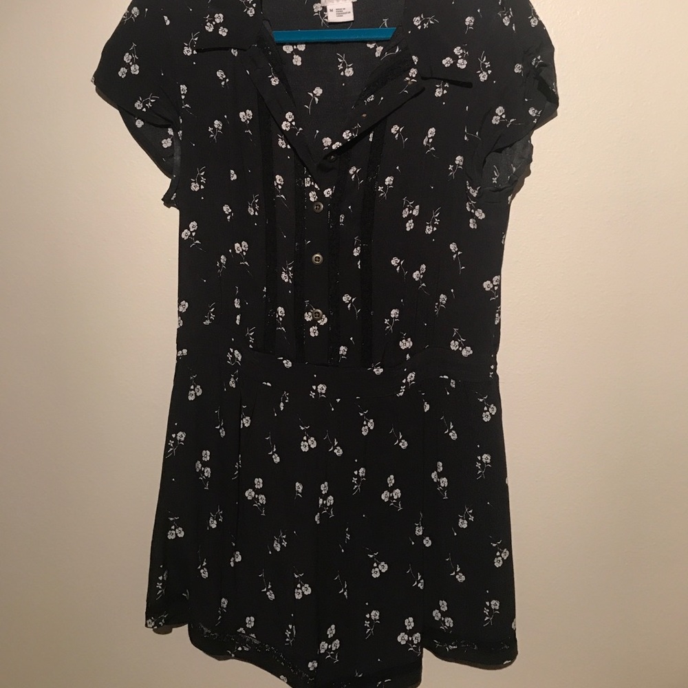 Navy blue floral romper