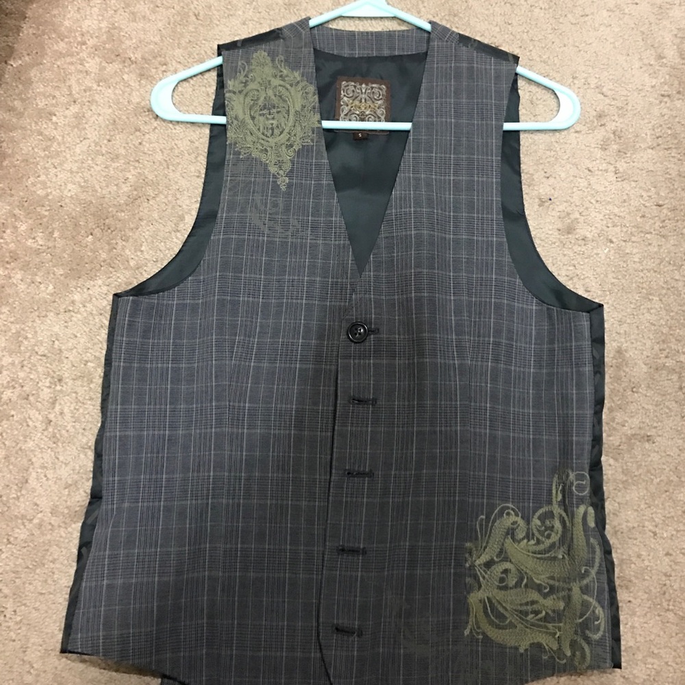 MENS Roar Grey Plaid Vest