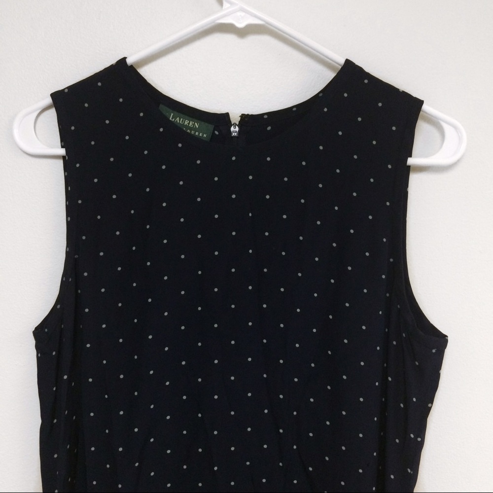 Ralph Lauren navy blue and gray polka dots dress